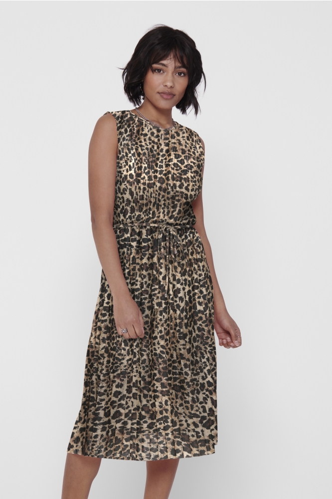 ONLELEMA S/L PLISSE DRESS BOX JRS 15201887 CARTOUCHE/JRS FURRY LEO